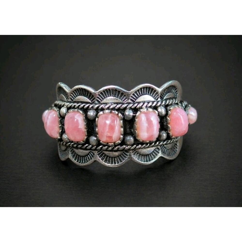 Sterling‎ Silver Rhodonite Stone Ring .925 Size 11 Unisex Signed BBJ E-TN25